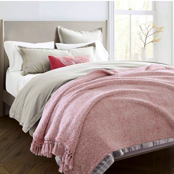 Pale Pink Farmhouse Bohemian Sherpa Throw Cozy/Fluffy Modern Couch/Sofa Blanket - Picture 5 of 8